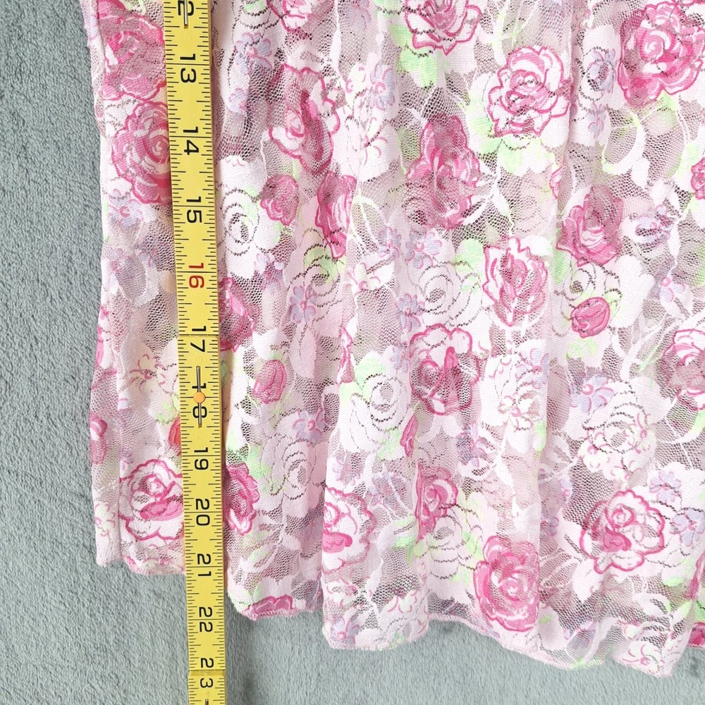 Womens Top Large Pink Babydoll Y2K Fairy‎ Coquette Floral Lace Feminine Romantic - Picture 5 of 8